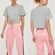 Topshop T-Shirt 6 NWT Cropped Knot Front Grey Marl