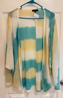 Very J Tie Dye Cardigan Open Front Lightweight Cover Up Beach Summer‎ M