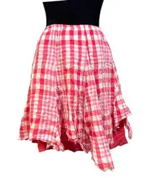 Patchington Vintage Pink Gingham Lagenlook Handkerchief Hem Women's Size Medium