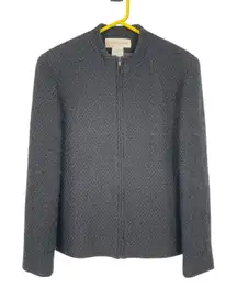 Jones New York Gray Women's Virgin Wool Blend Full Zip‎ Blazer - Size 14