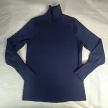 Chicos Womens Navy Blue Turtleneck Sweater Size 1 Medium Long Sleeve Layering