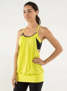 No Limits Activewear Tank Top in Neon Pow Stripe Split Pea Inkwell