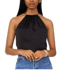 RACHEL ZOE Satin Halter Top with Bandana Hem Size Small S Black