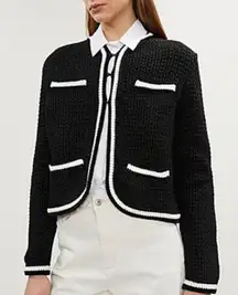 Maje  Black Tweed Cardigan Sweater Blazer