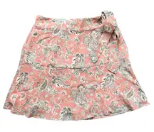 Paper Crane Paisley Skirt Women's Small Peach, Neutral Lined Tie‎ Elastic Waist