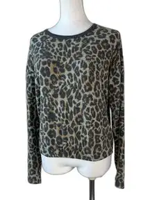 Caution to the Wind Leopard Fuzzy Animal Print Cropped Sweater Size MEDIUM