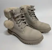 Timberland Premium Women’s 6in SHEARLING Boo WP  Boots Light Taupe SZ 8