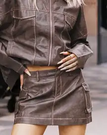 Faux Leather Brown Mini Skirt