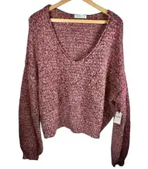 Arizona Jeans Arizona Jean Co. NWT Soft Cozy Pink Purple Speckled V Neck Cropped Sweater XXL