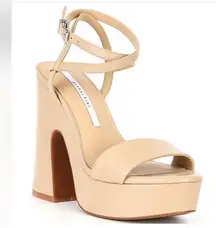 Gianni Bini Cream Platform Sandals with Chunky Heel size 8