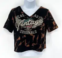 Better Be Bleached Distressed Tie Dye Vintage Look Graphic T-Shirt Crop Top