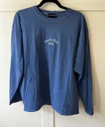 Prettylittlething Beverly Hills 90210 Blue Oversized‎ Long Sleeve Shirt Size M/L