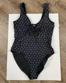 Old Navy One Piece Swimsuit Women 2x Black With Details Cutout Tie One Piece