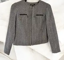 Chadwick’s Chevron Print Blazer Black Gray Fully Lined Jacket Size 8 Acadmia