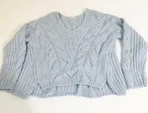 Anthropologie Ramona Cable Knot Crop Sweater Blue, XS