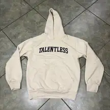 TALENTLESS Beige Pullover Hoodie Sweatshirt Graphic Print Casual Preppy Sz M