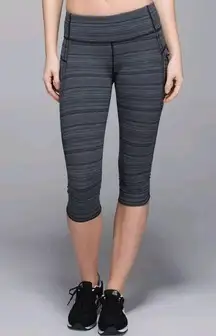 Lululemon Run Top Speed Crop Leggings Womens Size 10 Gray Space Dye Yoga Gym