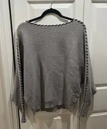 Magaschoni Gray Sweater with Black Stitch Hem