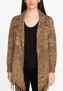 ONE WORLD Brown Knit Cardigan with Fringe