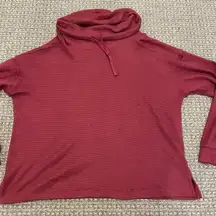 Sonoma Shirt Womens Medium Cowl Neck Pink Waffle Knit Long Sleeve Drawstring