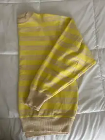 Yellow Striped Urban Outfitters Fleece Crewneck