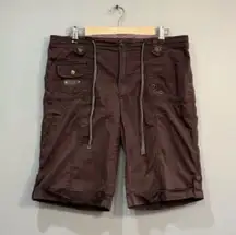 Brown Kim Rogers Cotton Drawstring Shorts Size 12 EUC
