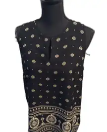 Violet + Claire Large L Sleeveless Print Top Black White