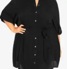 City Chic Tunic Button Thru Black Dress Size XXS/12