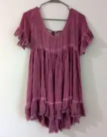 Sea Gypsies S Mauve Raw Hem Distressed Peasant Tunic Top