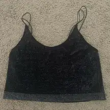 Black sparkle spaghetti strap cropped tank top