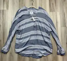 Rails XS Blue and White Striped Long Sleeve Blouse