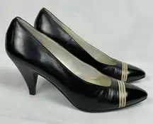 Vintage Yves Saint Laurent Paris Black Pumps – Gold Detail (Japan Licensed)