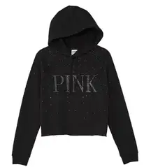 PINK Victoria’s Secret Everyday Black Rhinestone Fleece Cropped Hoodie XS
