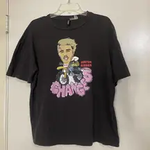 Justin Bieber Changes H&M cartoon graphic black crew neck tshirt size Medium