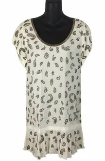 French Connection white shirt dress brass beading