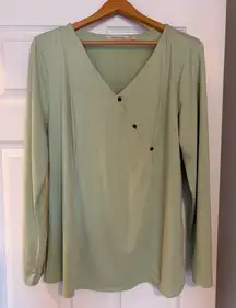 Soft Surroundings Faye Tunic Top Blouse Size Large Mint Green Luxury S8