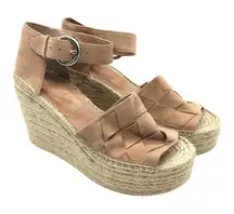 Marc Fisher Womens Sandals Espadrille Wedge Platform Ankle Strap Suede Beige 11