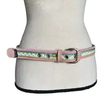 IZOD Colorful Stripe Genuine Leather Belt 8510047-654 Size L