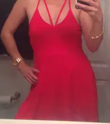 Express Scarlet Strapless Dress