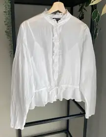 J. Crew Lace Trim Cinched Waist Top in Cotton Voile