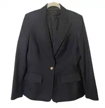 Anne Klein Womens Navy Blue Single Breasted Pockets Basic Blazer Jacket Size 6‎