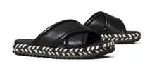 Tory Burch Leather CRISSCROSS ESPADRILLE SLIDE