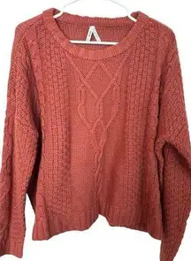 Mudd Drop Shoulder Cable Oversized Knit Sweater