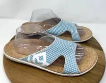Spenco Womens Kholo Slide‎ Comfort Sandal Blue Gingham Size 11 Total Support