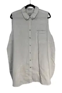 CHICOS Silver Metallic Linen Blend Sleeveless Collared Button Up Top 4 20 22