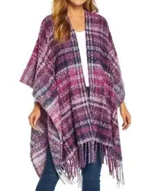 Woolrich boucle plaid cozy blanket wrap with fringe trim