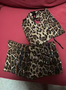 Leopard print shorts and top