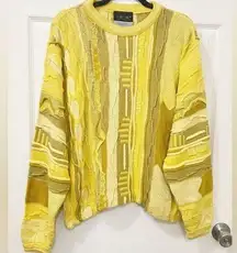 COOGI  Women's Knit Crewneck Crop Sweater Yellow Size XLarge