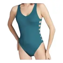 Shade & Shore One Piece Swim Suit Women Size S Open Back Cut Outs  Green