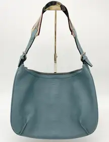 Burberry Pebbled Leather Shoulder Bag Made in Italy Blue Minimal Vintage Preppy